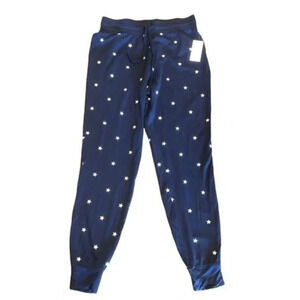Splendid Soft Embroidered Star Drawstring Jogger Pants Sz Small in Navy NWT